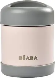 BÉABA - Thermal Meal Preservation Container - for Baby and Children - 100% Airtight - Stainless Steel - Keeps Food Hot or Cold for More Than 5 Hours - Double Layered - 300 ml - Dark/Pink