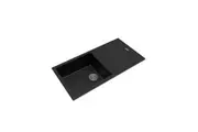 Arete Stone Kitchen Sink Black Granite Quartz with drainboard Top/Undermount 1000x500x200mm OX1050.KS