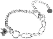 [FEATUR] Ladies Jewellery Gift,Silver Bracelets for Womens,Charm Bracelet, S925 Elephant and Knight Bracelet Small Elephant Braid Combination Women's Coco Style Double Chain Design Thai Silver, 14+5cm
