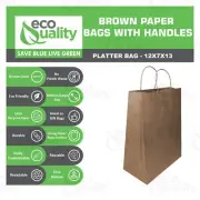 12x7x13 Large Kraft Paper Gift Grocery Bags with Twine Handles Reusable 200pcs
