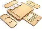 Bamboo Gift Cheese and Charcuterie Board with Knife Set plus 3 Extra Side Tray