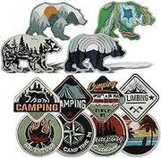HEYTRCO 12PCS Trucker Hat Outdoor Camping Bear Iron on Patches, Wild Hiking Climbing Adventure Embroidered Iron on Badges for Clothes, Custom Applique for Hats, Jeans, Jackets, Bags, Backpacks, Dress