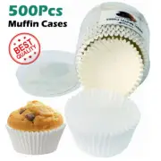 500PCS Cases Muffin Paper Liners Baking Cupcake Cake White Solid Color Paper NEW