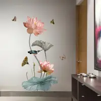 在飛比找樂天市場購物網優惠-創意中國風墻貼客廳裝飾貼畫中式山水畫壁畫水墨荷花自粘貼紙防水