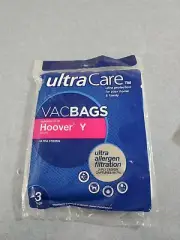 Hoover Type Y Replacement Vacuum Bags Ultra Care VacBags Allergen Filter 3 Pack
