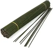 HIGHROCK 100Pcs Floral Stems, 40cm Green Flower Wire Wrapped With Paper for Artificial Flowers, Wreath, DIY Bouquet (2MM)