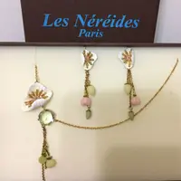 在飛比找旋轉拍賣優惠-Les Nereides 琺瑯耳環（夾式）＋項鍊