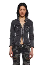 [Dolls Kill] Ferris Wheel Date Denim Top - Black (Fairfax)