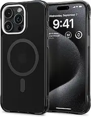 Cyrill by Spigen Ultra Sheer Mag Case Design for iPhone 15 Pro Max Case 6.7-inch [Compatible with MagSafe] Magnetic Ring Protective Bumper Cover - Black
