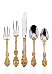 Michelangelo Gold Golden 20 piece Set Service for of 4 Oneida Stainless Flatware