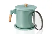 1.4L Bacon Grease Saver With Strainer Oil Containe Fat Separator For Oil Strainer-Mint Green