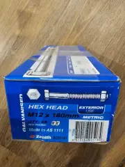 Zenith M12 x 180mm Galvanised Hex Head Bolt and Nut 25 PACK