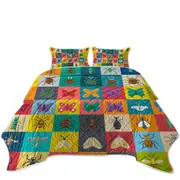 Multi Colored Checkered Bugs and Insects Coverlet