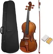 4/4 acoustic violin full size spruce top maple back, roll, fingerboard with carrying case bow rosin(Pattern 2)