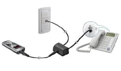 Telephone Adapter with Dual RJ11 plugs to 3.5mm Mini Phone jack for Recorder Pen