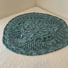 New Afghan Blanket Throw Handmade Crochet Variegated Blue Teal Gray 4.5’ Round
