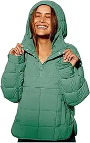 [Generic] Womens Quilted Pullover Puffer Jacket Lightweight Oversized Hooded Puffer Coat Winter Warm Outerwear with Pocket