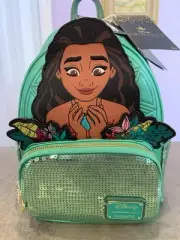 Disney Loungefly Moana Heart Of Te Fiti Sequin Glow in Dark Mini Backpack NWT