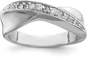 [JewelryWeb] 925 Sterling Silver Solid Polished Rhodium Plated CZ Simulated Diamond Ring Band Style-Ring for Women