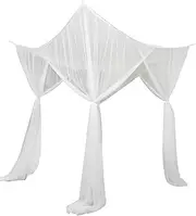 Folpus 4 Corner Post Bed Canopy Net Hanging Bed Valance Bedding Drape Cover Easy Installation Mesh Netting for Women Indoor Camping, White