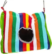 ifundom Hanging Bird Hammock Nest for Parrots Cozy Sleeping Bed with Stylish Striped Design for High Perches and Playtime Durable Cloth Material for