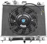 Aluminium Radiator+Fan，Compatible With Toyota Yaris 2006-2020/Corolla Axio 2012-2020 Compatible With Chassis 1.5L 16V 1NZ-FE AT 2013 2014 2015 2016 2017
