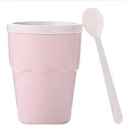 Tikapo Slushie Maker Cup - Instant Slushy Cup with Spoon - Freezer Cup for Making Slushee, Smoothies, Milkshake Super-Fast - Portable Frozen Drink Maker - Modern DIY Slush Cups (Pink)