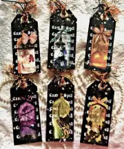 Halloween Cast a Spell (6) Gift Hang Tags~Collage Ephemera Junk Journals~#116R