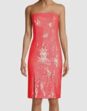 $265 Aidan By Aidan Mattox Women's Pink Strapless Sequin Dress Size 4