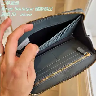 二手精品 寶緹嘉 BOTTEGA VENETA 編織 長款錢包 拉鏈長夾 手拿包 霧霾藍 藍色 518389