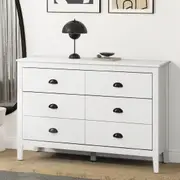 Oikiture 6 Chest of Drawers Dresser Storage Cabinet Tallboy White Vintage
