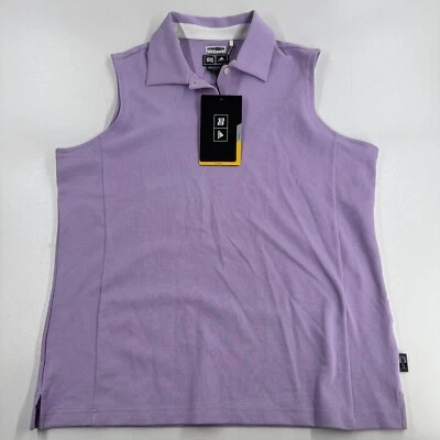 Adidas CLIMALITE WOMENS Lavender Sleeveless Button Close Golf Shirt SIZE L - NWT