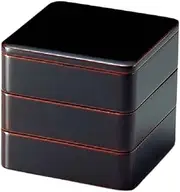 J-Kitchens Excursion Lunch Box, Made in Japan, Wooden, 55 Tiers, 3-Tier, Vermilion Tamanai (1 Pair), 6.5 inches (16.7 cm), Lacquered and Hand-Painted for Osechi