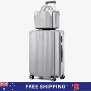 2 Pcs Standard Suitcase & Carry-On Set Travel Luggage TSA Lock Hard Shell Silver
