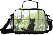 Cat Table Cute Insulated Lunch Box for Women Men - Ideal for Work, Picnics - Includes Adjustable Shoulder Strap