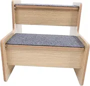 DRESSOOS 2 Step Wooden Pet Stairs Dog Bed Steps for Senior Dogs Comfortable Non-Slip Surface Cats