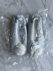 The White Company Sparkle Star Pom Girls Slipper Sz 3-4 NEW!