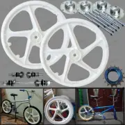 BMX Bicycle 20" White PVC Sport Rim Complete Wheelset Hub Set Rear Front + FAST