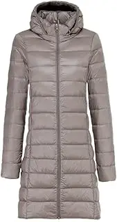 [Generic] Women's Ladies Long Warm Down Coat Portable Storage Bag Ultra Light Down Jacket Overcoats Hat Detachable