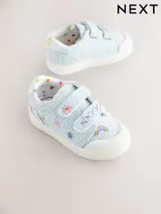 Blue Standard Fit (F) Touch Fasten Strap Machine Washable Trainers (E91375) | $35 - $39