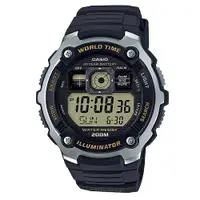 在飛比找蝦皮商城優惠-【CASIO】液晶膠帶運動防水200m電子錶-黃面銀框(AE