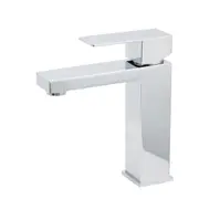 WELS Chrome Stainless Steel Square Basin Mixer Sink Tap Faucet Spout Bathroom Vanity