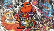 YAKUZA POKEMON CHARMANDER EMBROIDERED VELCR0 PATCH HOOK/LOOP CUSTOM MORALE