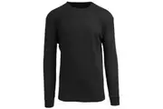 Thermo Fleece Mens Thermal Long Sleeve Top Baselayer Cotton Blend Shirt - Black