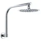 WELS Round Chrome 8" Rain Shower Head Swivel Gooseneck Wall Shower Arm Set