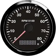 PMGMZPGPMA 85mm Tachometer Gauge 3000/4000/8000/12000RPM with LED Digital Hourmeter Adjustable Car Boat 12V/24V Red Or Yellow Backlight Automobile Tachometer(8K-BN)