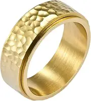 [KnBoB] 8 mm Titanium Men's Ring Spinner Ring Wide Anti-Stress Jewellery Anxiety Relief Ring, 65 (20.7), Titanium