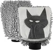 XYMZR Black Cat Funny Absorbent Microfiber Car Wash Mitt, Funny Cute Anime Scratch Free for Cars Cleaning, Home Cleaning Mitts, 2 Pack, 10.24” L x 7.09” W