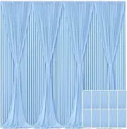 Tao-Ge 10 Panels Baby Blue Backdrop Curtain for Baby Shower Parties Wrinkle Free Light Blue Curtains Backdrop Drapes Fabric Decoration for Birthday Party Photography 50ft x 10ft, ZCP040210