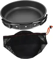 Anneome 1 Set Portable Camping Frying Pan Net Bag Nonstick Griddle Pan for Travel Outdoor Cooking